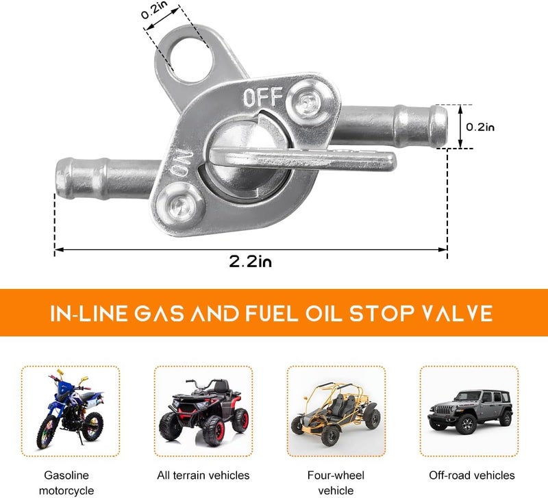 Wevdn 4 PCS Inline Fuel Tank Tap Valve, 6mm Motorcycle Inline Gas Fuel Petcock Shut Off Switch, Fuel Tank Tap Valve On-Off Switch for ATV 50cc 70cc 90cc 110cc 125cc 140cc 150cc - Image 2